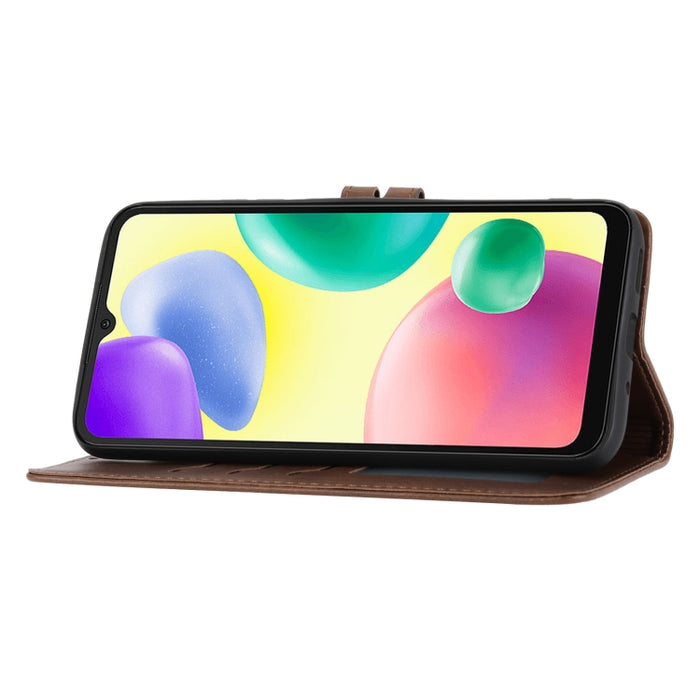 Funda de cuero para teléfono con diseño de gato feliz en relieve, For Xiaomi Redmi 12C, For Samsung Galaxy A24 4G