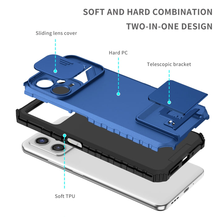 Estuche para teléfono Camshield deslizante con soporte estereoscópico, For Xiaomi Redmi Note 12 5G / Poco X5, For Xiaomi Redmi Note 12 Pro 5G / Poco X5 Pro
