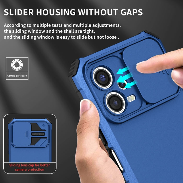 Estuche para teléfono Camshield deslizante con soporte estereoscópico, For Xiaomi Redmi Note 12 5G / Poco X5, For Xiaomi Redmi Note 12 Pro 5G / Poco X5 Pro