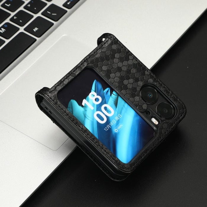 Estuche para teléfono de cuero con textura de punto de panal, For OPPO Find N2 Flip, For OPPO Find N2, For Realme C55 4G, For Realme V30 / V30T 5G, For TCL 403, For vivo V27e / S16e, For Nokia G22 4G, For Samsung Galaxy A24 4G                          ...