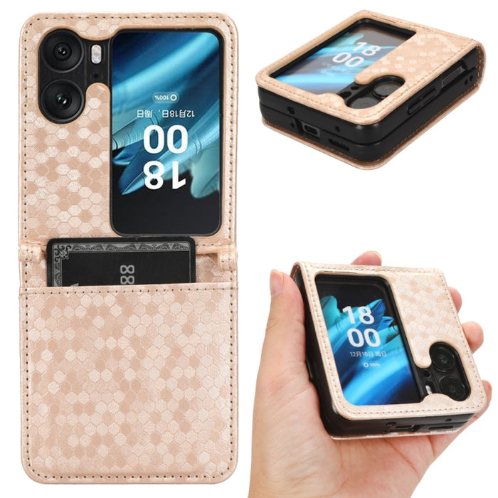 Estuche para teléfono de cuero con textura de punto de panal, For OPPO Find N2 Flip, For OPPO Find N2, For Realme C55 4G, For Realme V30 / V30T 5G, For TCL 403, For vivo V27e / S16e, For Nokia G22 4G, For Samsung Galaxy A24 4G                          ...