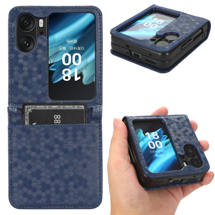 Estuche para teléfono de cuero con textura de punto de panal, For OPPO Find N2 Flip, For OPPO Find N2, For Realme C55 4G, For Realme V30 / V30T 5G, For TCL 403, For vivo V27e / S16e, For Nokia G22 4G, For Samsung Galaxy A24 4G                          ...