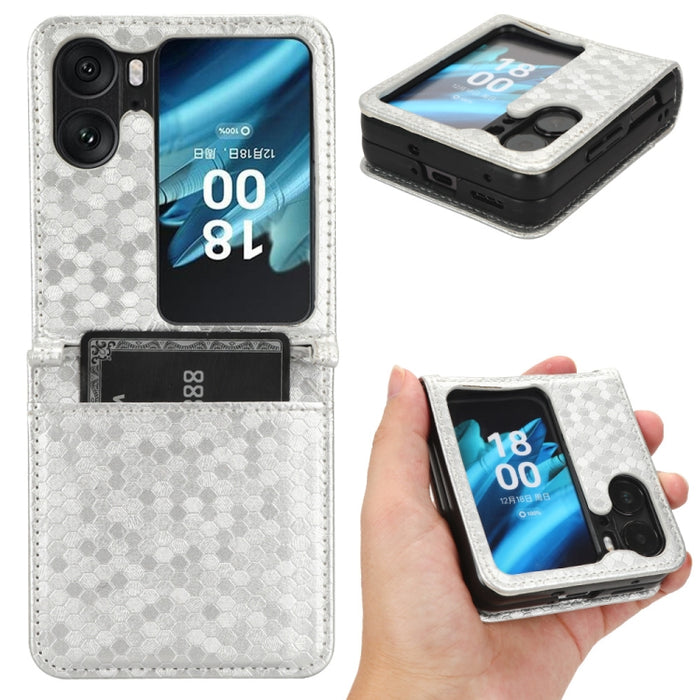 Estuche para teléfono de cuero con textura de punto de panal, For OPPO Find N2 Flip, For OPPO Find N2, For Realme C55 4G, For Realme V30 / V30T 5G, For TCL 403, For vivo V27e / S16e, For Nokia G22 4G, For Samsung Galaxy A24 4G                          ...