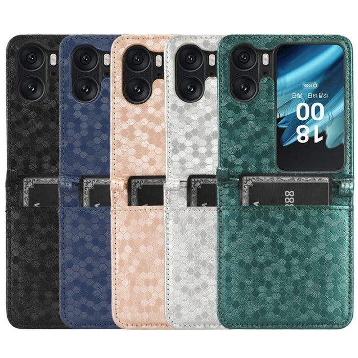 Estuche para teléfono de cuero con textura de punto de panal, For OPPO Find N2 Flip, For OPPO Find N2, For Realme C55 4G, For Realme V30 / V30T 5G, For TCL 403, For vivo V27e / S16e, For Nokia G22 4G, For Samsung Galaxy A24 4G                          ...