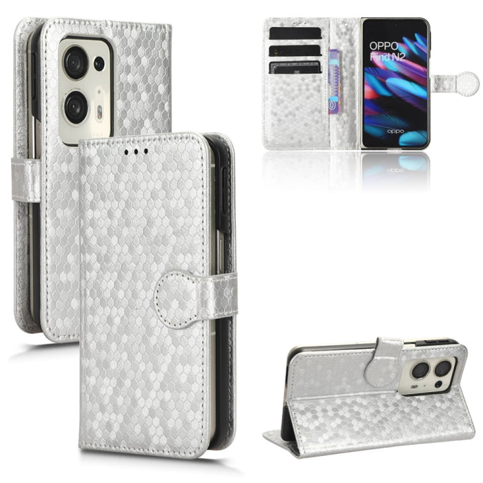 Estuche para teléfono de cuero con textura de punto de panal, For OPPO Find N2 Flip, For OPPO Find N2, For Realme C55 4G, For Realme V30 / V30T 5G, For TCL 403, For vivo V27e / S16e, For Nokia G22 4G, For Samsung Galaxy A24 4G                          ...