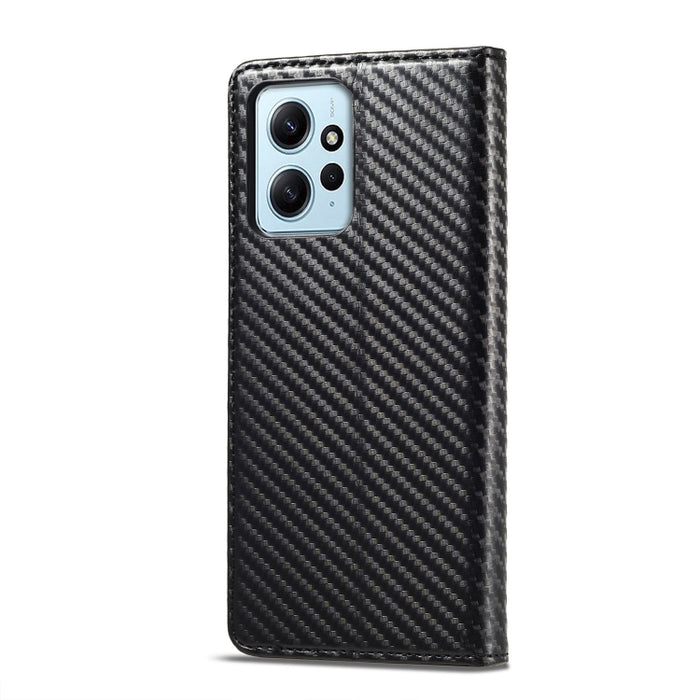 LC.IMEEKE Funda de cuero de fibra de carbono para teléfono, For Xiaomi Redmi Note 12 4G Global