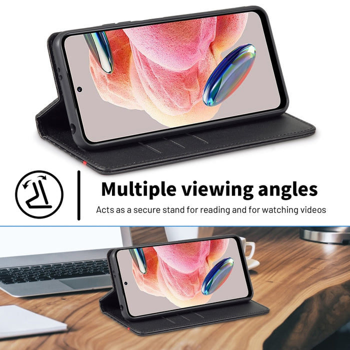 LC.IMEEKE Funda de cuero de fibra de carbono para teléfono, For Xiaomi Redmi Note 12 4G Global