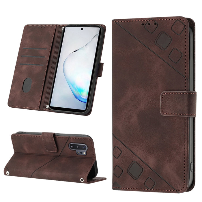 Estuche para teléfono de cuero en relieve con tacto de piel, For Realme C30s, For Xiaomi Redmi Note 12 4G Global, For Samsung Galaxy Note8, For Samsung Galaxy Note9, For Samsung Galaxy Note10 Pro / Note10 Pro 5G / Note10+                               ...