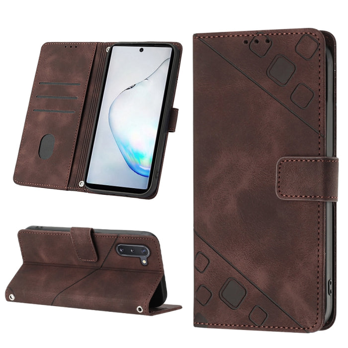 Estuche para teléfono de cuero en relieve con tacto de piel, For Realme C30s, For Xiaomi Redmi Note 12 4G Global, For Samsung Galaxy Note8, For Samsung Galaxy Note9, For Samsung Galaxy Note10 Pro / Note10 Pro 5G / Note10+                               ...