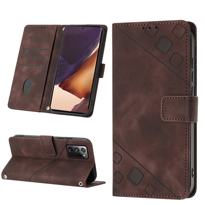 Estuche para teléfono de cuero en relieve con tacto de piel, For Realme C30s, For Xiaomi Redmi Note 12 4G Global, For Samsung Galaxy Note8, For Samsung Galaxy Note9, For Samsung Galaxy Note10 Pro / Note10 Pro 5G / Note10+                               ...