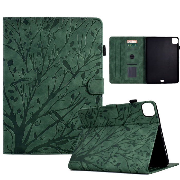 Estuche para tableta Fortune Tree Pressure Flower PU con función de despertador / suspensión, For iPad 10.2 2019 2020 / iPad 10.5 2017 2019, For iPad 10.9 2022 / 2025, For iPad Air / Air 2 / 9.7 2017 2018, For iPad Pro 11 / Air 4 10.9 2020 / Air 5 10.9...