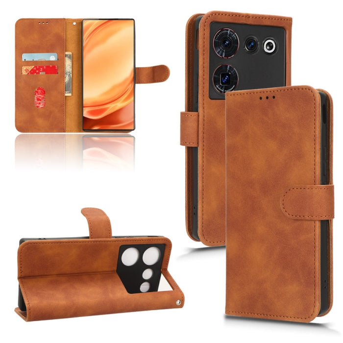Estuche para teléfono de cuero con tapa magnética Skin Feel, For Xiaomi Redmi Note 12 Turbo, For Nokia G22, For OnePlus Nord CE 3, For ZTE nubia Z50 Ultra