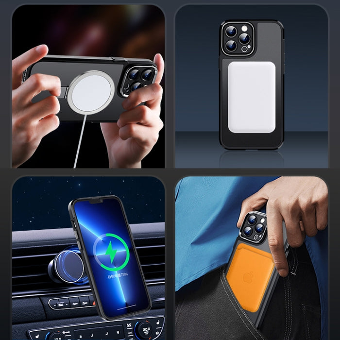 Estuche para teléfono con soporte de metal magnético MagSafe, For iPhone 14, For iPhone 14 Plus, For iPhone 14 Pro, For iPhone 14 Pro Max, For iPhone 13 Pro Max