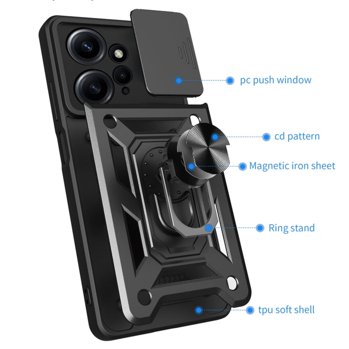 Estuche para teléfono con diseño de cubierta de cámara deslizante, For Infinix Hot 11s NFC, For Xiaomi Redmi Note 12 4G Global