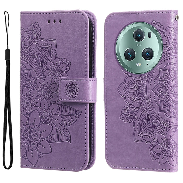 Estuche para teléfono de cuero con estampado de flores de 7 pétalos, For Xiaomi Redmi Note 12 4G Global, For Honor Magic5 Pro, For Samsung Galaxy M14 5G