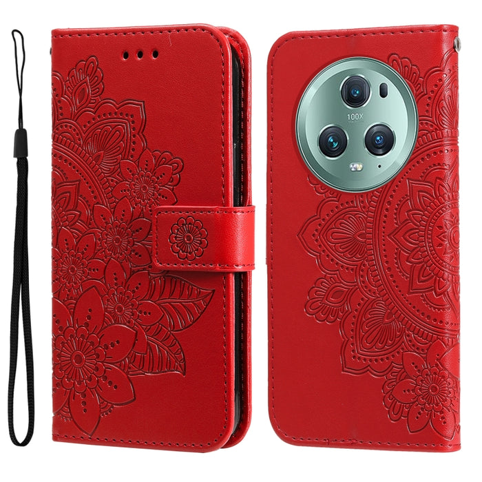 Estuche para teléfono de cuero con estampado de flores de 7 pétalos, For Xiaomi Redmi Note 12 4G Global, For Honor Magic5 Pro, For Samsung Galaxy M14 5G