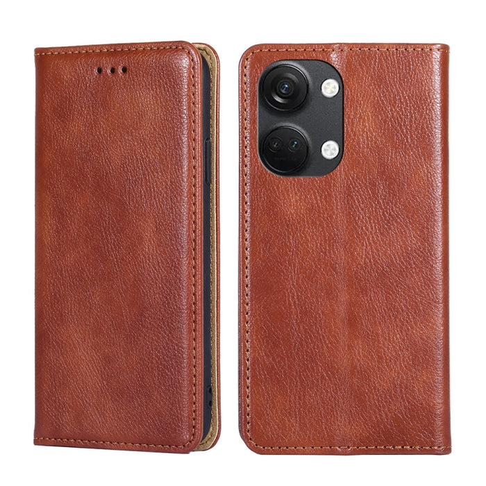 Estuche de teléfono de cuero magnético de color sólido de aceite brillante, For OnePlus Ace 2V 5G