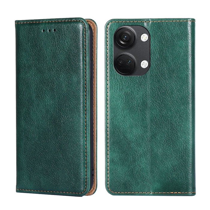 Estuche de teléfono de cuero magnético de color sólido de aceite brillante, For OnePlus Ace 2V 5G