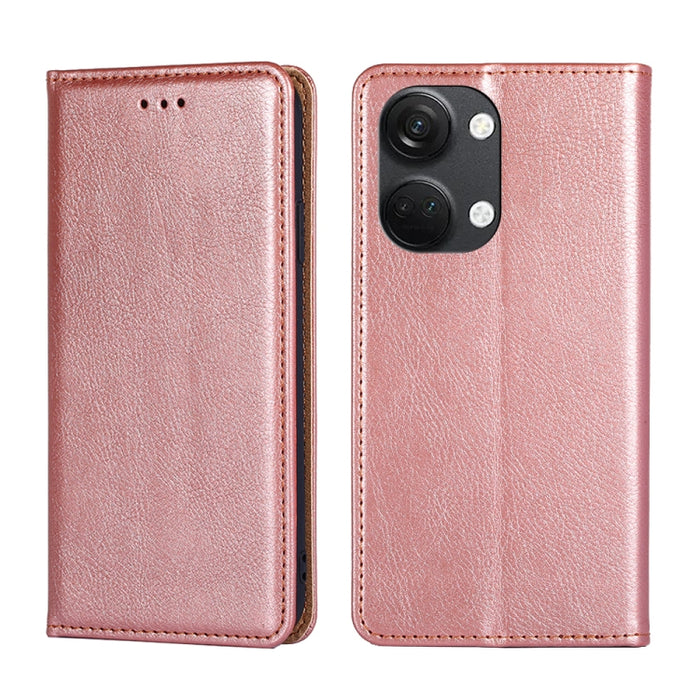 Estuche de teléfono de cuero magnético de color sólido de aceite brillante, For OnePlus Ace 2V 5G