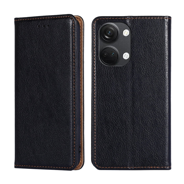 Estuche de teléfono de cuero magnético de color sólido de aceite brillante, For OnePlus Ace 2V 5G