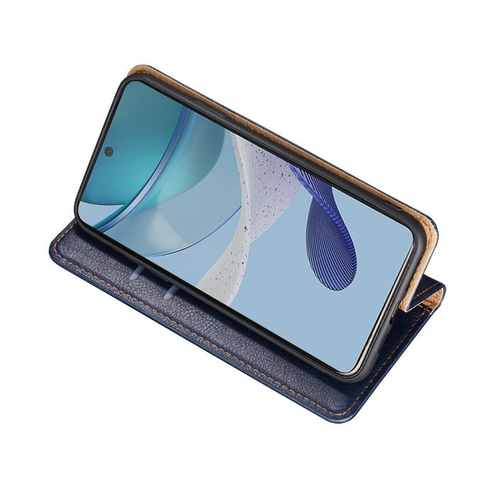 Estuche de teléfono de cuero magnético de color sólido de aceite brillante, For OnePlus Ace 2V 5G