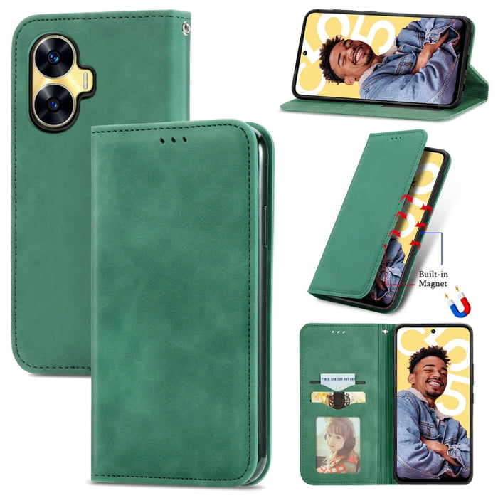 Estuche para teléfono de cuero magnético con sensación de piel retro, For Samsung Galaxy A14 5G, For Samsung Galaxy A54 5G, For Honor Magic5 Lite, For Kyocera Android One S10, For Realme C55, For Xiaomi 13 Lite