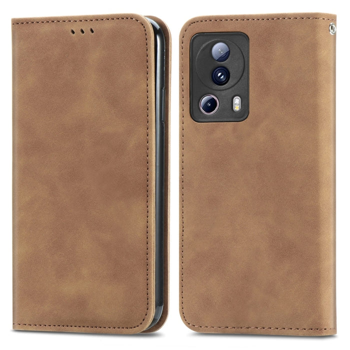 Estuche para teléfono de cuero magnético con sensación de piel retro, For Samsung Galaxy A14 5G, For Samsung Galaxy A54 5G, For Honor Magic5 Lite, For Kyocera Android One S10, For Realme C55, For Xiaomi 13 Lite