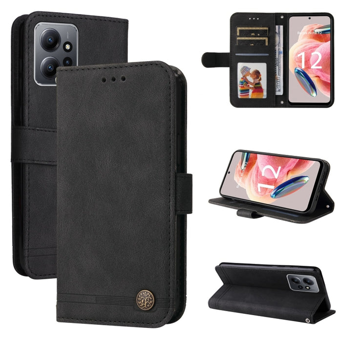 Skin Feel Life Tree Funda de piel para teléfono con botón de metal, For Xiaomi Redmi Note 12 4G Global, For Honor Magic5 Pro, For Samsung Galaxy M14 5G