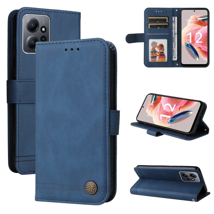 Skin Feel Life Tree Funda de piel para teléfono con botón de metal, For Xiaomi Redmi Note 12 4G Global, For Honor Magic5 Pro, For Samsung Galaxy M14 5G