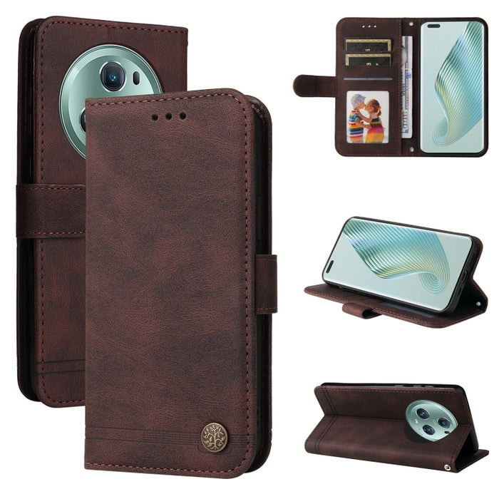 Skin Feel Life Tree Funda de piel para teléfono con botón de metal, For Xiaomi Redmi Note 12 4G Global, For Honor Magic5 Pro, For Samsung Galaxy M14 5G