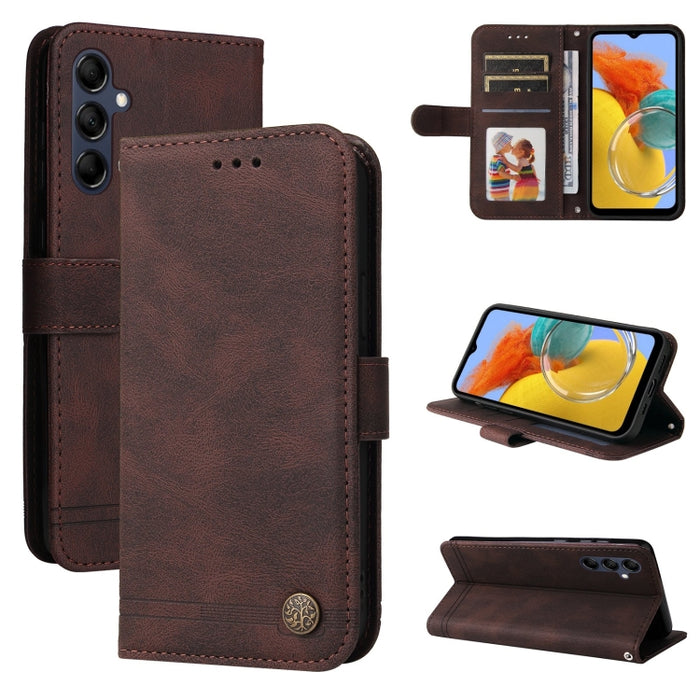 Skin Feel Life Tree Funda de piel para teléfono con botón de metal, For Xiaomi Redmi Note 12 4G Global, For Honor Magic5 Pro, For Samsung Galaxy M14 5G
