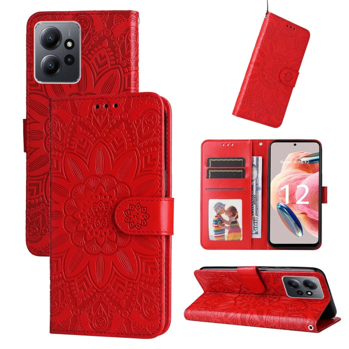 Estuche para teléfono de cuero con estampado de girasol en relieve, For Xiaomi Redmi Note 12 4G Global, For Honor Magic5 Pro, For Samsung Galaxy M14 5G