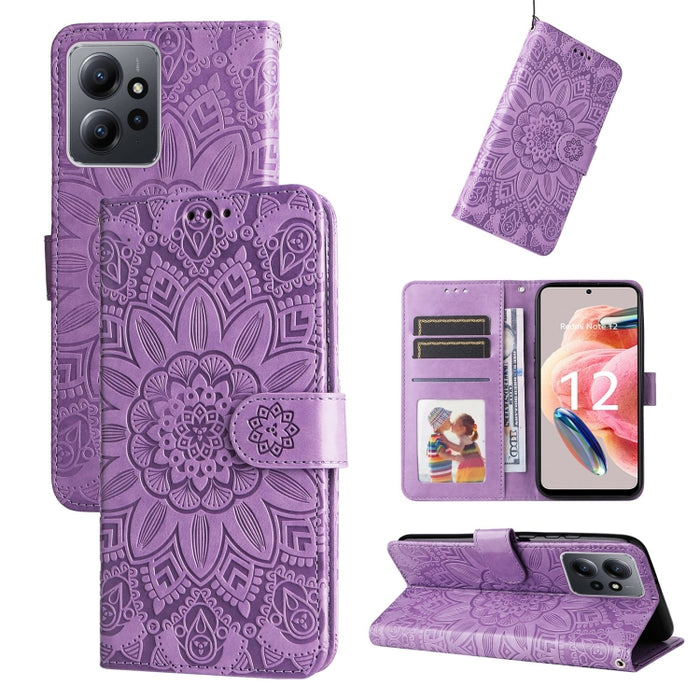 Estuche para teléfono de cuero con estampado de girasol en relieve, For Xiaomi Redmi Note 12 4G Global, For Honor Magic5 Pro, For Samsung Galaxy M14 5G
