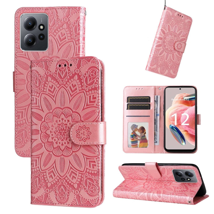 Estuche para teléfono de cuero con estampado de girasol en relieve, For Xiaomi Redmi Note 12 4G Global, For Honor Magic5 Pro, For Samsung Galaxy M14 5G