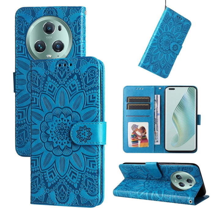 Estuche para teléfono de cuero con estampado de girasol en relieve, For Xiaomi Redmi Note 12 4G Global, For Honor Magic5 Pro, For Samsung Galaxy M14 5G