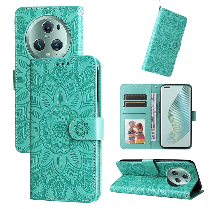Estuche para teléfono de cuero con estampado de girasol en relieve, For Xiaomi Redmi Note 12 4G Global, For Honor Magic5 Pro, For Samsung Galaxy M14 5G