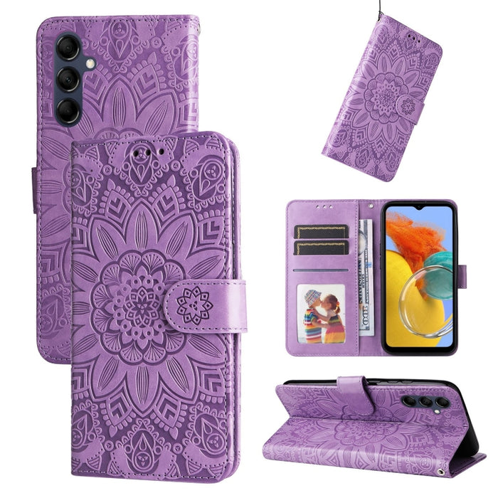 Estuche para teléfono de cuero con estampado de girasol en relieve, For Xiaomi Redmi Note 12 4G Global, For Honor Magic5 Pro, For Samsung Galaxy M14 5G