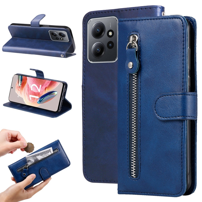 Estuche para teléfono de cuero con cremallera y textura de becerro, For Xiaomi Redmi Note 12 4G Global, For Honor Magic5 Pro, For Samsung Galaxy M14 5G