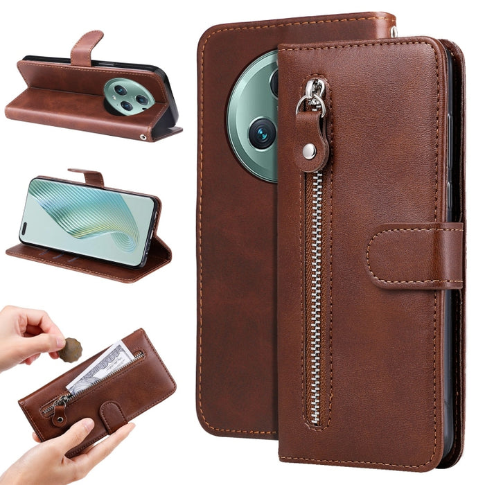 Estuche para teléfono de cuero con cremallera y textura de becerro, For Xiaomi Redmi Note 12 4G Global, For Honor Magic5 Pro, For Samsung Galaxy M14 5G
