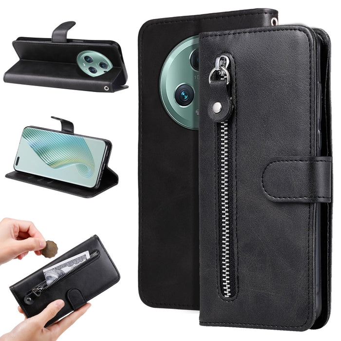 Estuche para teléfono de cuero con cremallera y textura de becerro, For Xiaomi Redmi Note 12 4G Global, For Honor Magic5 Pro, For Samsung Galaxy M14 5G