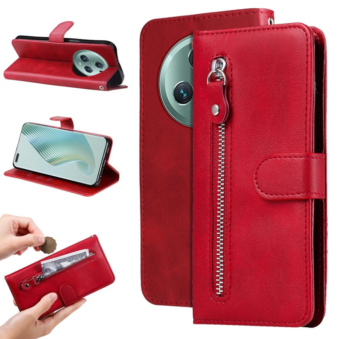 Estuche para teléfono de cuero con cremallera y textura de becerro, For Xiaomi Redmi Note 12 4G Global, For Honor Magic5 Pro, For Samsung Galaxy M14 5G
