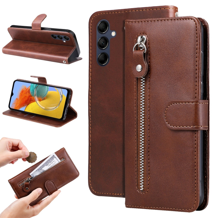 Estuche para teléfono de cuero con cremallera y textura de becerro, For Xiaomi Redmi Note 12 4G Global, For Honor Magic5 Pro, For Samsung Galaxy M14 5G