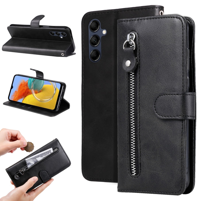Estuche para teléfono de cuero con cremallera y textura de becerro, For Xiaomi Redmi Note 12 4G Global, For Honor Magic5 Pro, For Samsung Galaxy M14 5G
