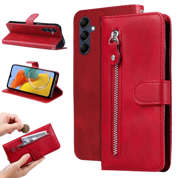 Estuche para teléfono de cuero con cremallera y textura de becerro, For Xiaomi Redmi Note 12 4G Global, For Honor Magic5 Pro, For Samsung Galaxy M14 5G