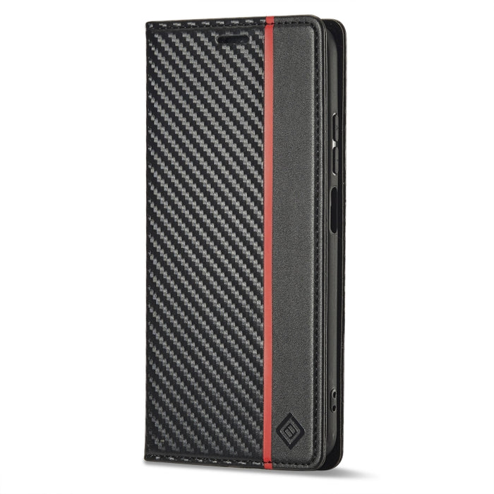 LC.IMEEKE Funda de cuero de fibra de carbono para teléfono, For Xiaomi Redmi Note 12 Pro 4G Global