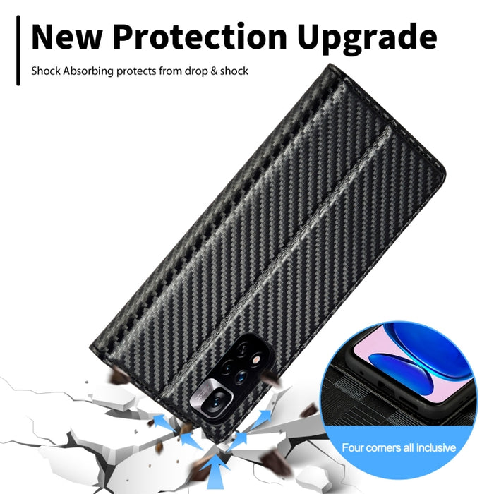 LC.IMEEKE Funda de cuero de fibra de carbono para teléfono, For Xiaomi Redmi Note 12 Pro 4G Global