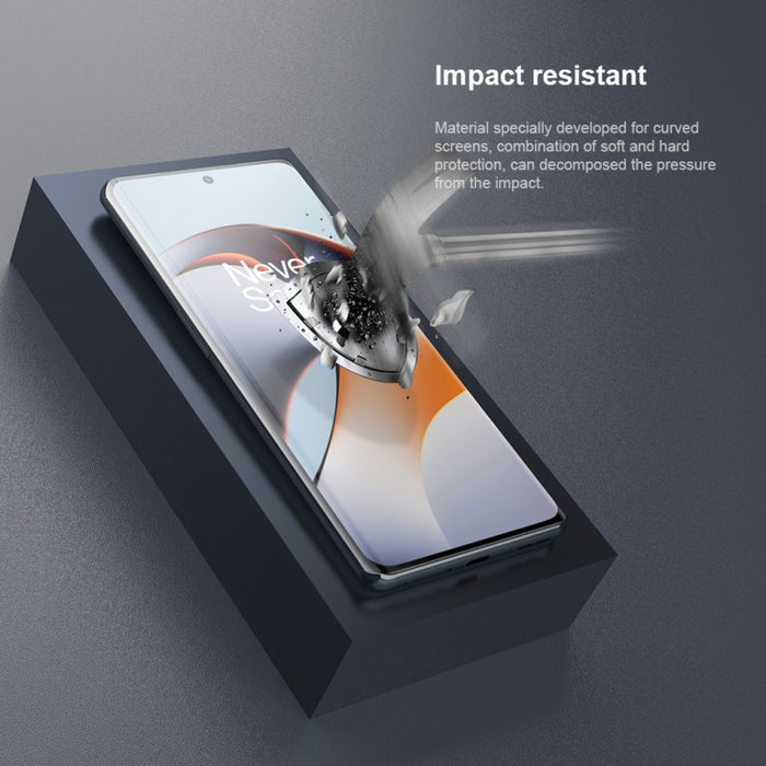 Película de vidrio templado de superficie curvada resistente a impactos NILLKIN, For Huawei P60 / P60 Pro / P60 Art, For Xiaomi 13 Lite / Civi 2, For OnePlus Ace 2 / 11R