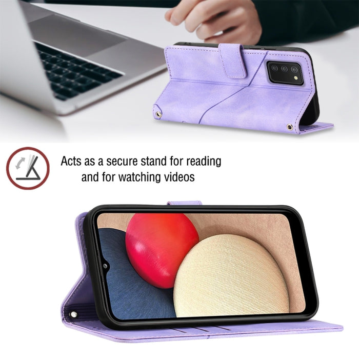 Estuche para teléfono de cuero en relieve con tacto de piel, For Samsung Galaxy A02s 164mm, For Samsung Galaxy A02s 166mm, For Samsung Galaxy A03 166mm EU Version, For Samsung Galaxy A03 164mm Global, For Samsung Galaxy A23 JP Version                  ...