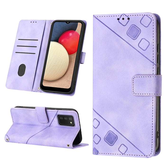 Estuche para teléfono de cuero en relieve con tacto de piel, For Samsung Galaxy A02s 164mm, For Samsung Galaxy A02s 166mm, For Samsung Galaxy A03 166mm EU Version, For Samsung Galaxy A03 164mm Global, For Samsung Galaxy A23 JP Version                  ...