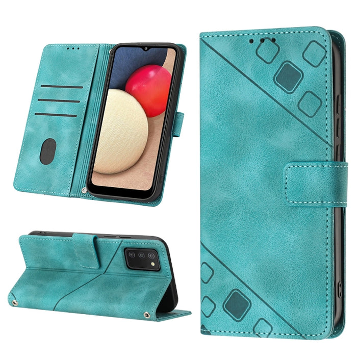 Estuche para teléfono de cuero en relieve con tacto de piel, For Samsung Galaxy A02s 164mm, For Samsung Galaxy A02s 166mm, For Samsung Galaxy A03 166mm EU Version, For Samsung Galaxy A03 164mm Global, For Samsung Galaxy A23 JP Version                  ...